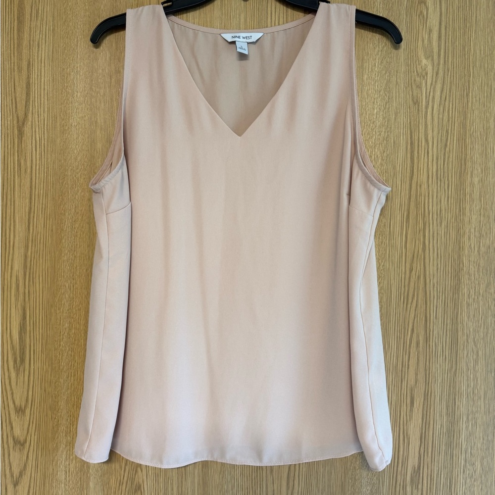 V-Neck Sleeveless Blouse in Beige